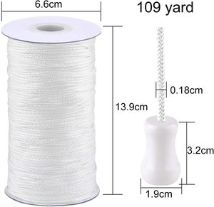 18mm Braided Nylon Lift Shade <strong>Cord</strong> 8-Piece Wood Pendants 109 Yards <strong>Replacement</strong> <strong>Blinds</strong> Roman Shades Repair DIY Crafts Kit - Product Image 2