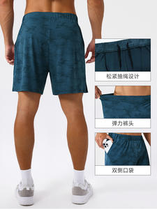 Pantalones cortos de poliéster con logotipo personalizado para hombre, pantalones cortos divididos con estampado de sublimación de camuflaje de verano para correr, deportes, entrenamiento, gimnasio - Product Image 3