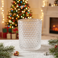 Série de bougeoirs en verre gaufré à motifs, pots à bougies votives et à tealight, récipients à bougies décoratifs pour la maison et centres de table de mariage