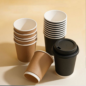 Gobelets à café personnalisés jetables avec logo, gobelets écologiques jetables, gobelets en papier kraft à double paroi biodégradables - Product Image 3