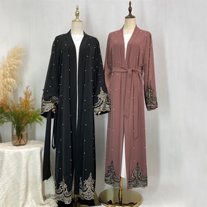 Abaya en Oferta para Mujeres Musulmanas 2024, Túnica de Lujo con Abertura Frontal, Estilo Marroquí, Diseño Negro Nida Dubai 1684 - Product Image 4