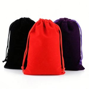 ถุงกำมะหยี่ขนาดใหญ่แบบมีเชือกผูก สีดำ สีแดง สำหรับใส่เครื่องประดับ งานแต่งงาน วันหยุด ปีใหม่ คริสต์มาส งานปาร์ตี้ ของขวัญเครื่องสำอาง - Product Image 4