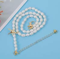 Collier pour femme en or plaqué 14 carats avec pendentif étoile de mer et perle de riz de 6-7 mm, bijoux tendance