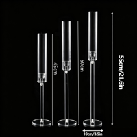 Ensemble de porte-bougies hauts en acrylique transparent de luxe, modernes, pour mariage, centre de table, banquet, décoration d'événements