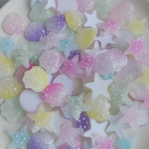 Étoile de mer en résine colorée d'animaux océaniques scintillants, coquille avec perles, adaptée aux bijoux de bricolage, décoration de la maison, ornement de chaussure - Product Image 4