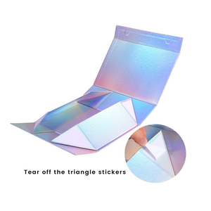 사용자 정의 로고 인쇄 보라색 빛나는 접이식 마그네틱 빈 크기 결혼식 호의 미스터리 선물 상자 웨딩 포장 종이 상자 - Product Image 4