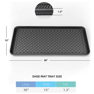 Plateau <span class=keywords><strong>à</strong></span> bottes intérieur/extérieur tout temps-Tapis <span class=keywords><strong>à</strong></span> chaussures en <span class=keywords><strong>plastique</strong></span> dur résistant aux intempéries avec bord surélevé pour entrées - Product Image 2