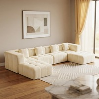 VONLIVA Ensemble de canapés modulaires modernes compressés, surdimensionnés, avec deux longues chaises longues en velours, personnalisables, sans structure en carton
