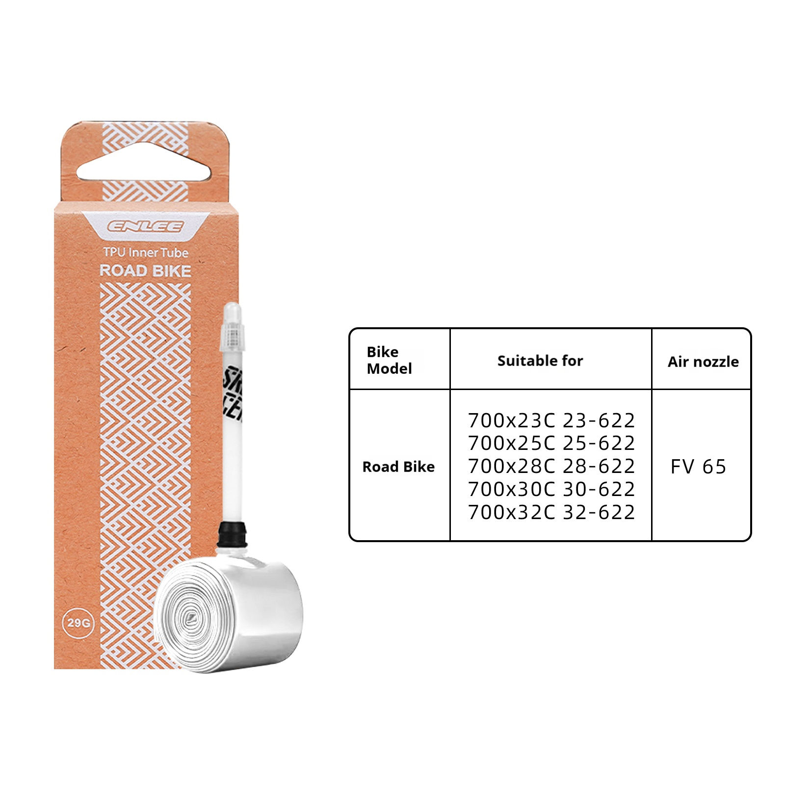 Valve Presta 65 mm pour vélo de route blanc