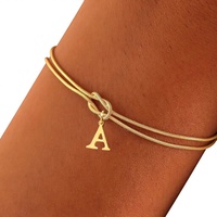 Bracelet unisexe à nœuds concentriques en acier inoxydable plaqué or, avec 26 lettres anglaises, idéal pour le bureau ou la carrière, modèle transfrontalier.