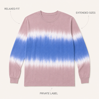Camiseta de punto extragrande con estampado tie-dye y rayas, 100% algodón, ecológica, transpirable, de ajuste cómodo para marcas DTC de marca privada