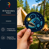 Écusson brodé 3D personnalisé Monstre Pêcheur des Profondeurs pour Sac à Dos de Pêche, Veste, Cadeau d'Extérieur