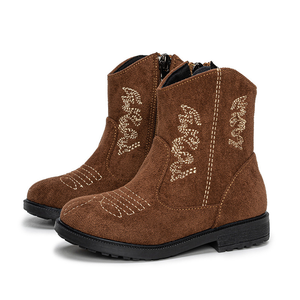 Botas Personalizadas para Niños, Nuevas Botas Vaqueras Retro de Gamuza, Botas de Media Pantorrilla con Punta Puntiaguda y Bordado para Niña - Product Image 6