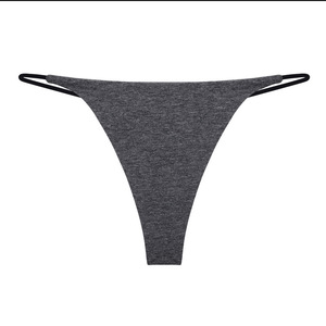 Gray Thin Strap Women <b>Thong</b> Panties Golden Embroidery Butterfly Decor Soft Stretch Low Rise Ladies G String Underwear Wholesale - Product Image 2