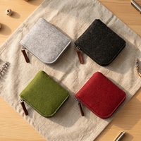 Sac en feutre pour pièces de monnaie, personnalisé avec logo, faible MOQ, fermeture éclair souple, mini, léger, portable, anti-poussière, multi-usages, vente en gros