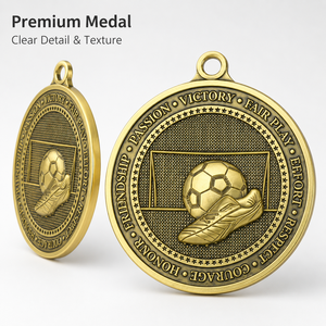 Custom Soccer Medals Football Medal Metal Medal Wholesale Award Medals Gold Silver Bronze With <b>Ribbon</b> Supplier - Product Image 2