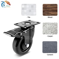 4 pièces par ensemble diamètre 100 mm roulette pivotante industrielle 4 pouces pivotante noire PU PVC roulettes à verrouillage central