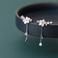 Vente chaude 925 Sterling Argent Piercing Shell Fleur Cerise Sakura Boucles D'oreilles Lady Femmes Bijoux Cadeau