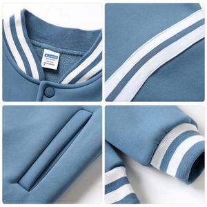 Blousons de sport pour hommes en pur coton écologique, tissu doux, intérieur polaire, couleur unie, style baseball pour étudiants, pour l'automne, ODM - Product Image 6