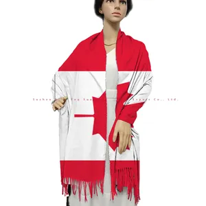 高品质仿羊毛180 * 70厘米升华单印花加拿大国旗披肩