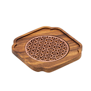 Walnut Wood Teapot Stand Irregular Shape Heat Resistant Base For Kung Fu <b>Tea</b> <b>Set</b> - Product Image 5