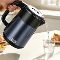 Bouilloire Électrique Double Paroi Isolée en Acier Inoxydable 304 avec Arrêt Automatique et Protection Contre l'Ébullition à Sec pour Maison, Hôtel, Camping-Car