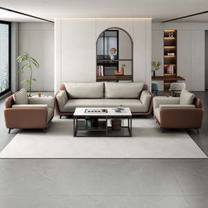 Juego de Sofás de Cuero Modernos y Lujosos para Oficina Comercial, Hogar, Sala de Estar, Uso en Hoteles y Exteriores, con Características Ajustables - Product Image 1