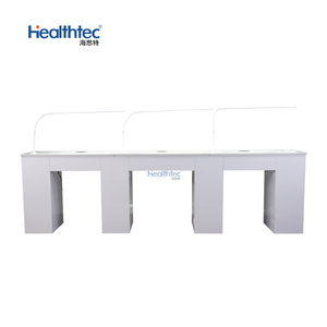 2025 grandes tables de bureau en bois blanches pour <span class=keywords><strong>manucure</strong></span> et ongles avec lampes pour salon de beauté - Product Image 2