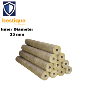 Isolation thermique pour tuyaux en laine de roche, diamètre intérieur 25 mm, densité 120 kg/m³, avec revêtement en feuille d'aluminium, pour conduites de vapeur ignifuges - Product Image 1