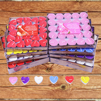 Buntes Pfirsich herz Kleine herzförmige Kerzen 50 Stück Rauchfreie Tee lichter für Stunden für Valentinstag Paraffin wachs Geburtstage