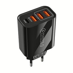 Premium Quality 3-Port Type C Travel Adapter Fast Charging PD 3.0 Charger Android Smartphones EU US <b>Socket</b> Standards 25A Output - Product Image 4