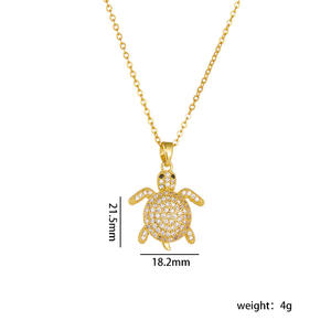 Hawaiiaanse Oceaan Stijl Kleurrijke Zirkonia Diamant Schildpad Ketting Rvs Ketting Ketting Ketting Sieraden - Product Image 6