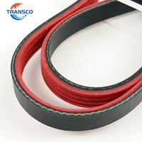 Courroie trapézoïdale nervurée colorée durable en tissu rouge recouvert de matériau EPDM, service de découpe pour machine à plier les cartons