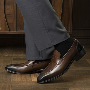 Mocassins de luxe pour hommes en cuir véritable à bout carré, rehaussants, pour mariage, sur mesure - Product Image 5