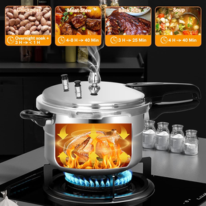 Casserole à pression en alliage d'aluminium <span class=keywords><strong>pour</strong></span> cuisinière à gaz et à <span class=keywords><strong>induction</strong></span>, avec couvercle, poignée composite, sans revêtement, <span class=keywords><strong>plaque</strong></span> à vapeur, sur mesure - Product Image 1