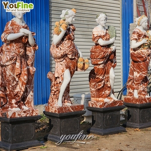 Decoração De Jardim Ao Ar Livre De Alta Qualidade Escultura De Pedra Branca Tamanho Vida Fornecedores Four Seasons Mulher Estátua De Mármore - Product Image 6