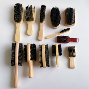 Personalizable 360 Magic Wood Hair Wave Salon Cepillo de pelo Narrow Club Palm con cerdas duras medianas y suaves Ionic Bamboo Nylon en caja - Product Image 2