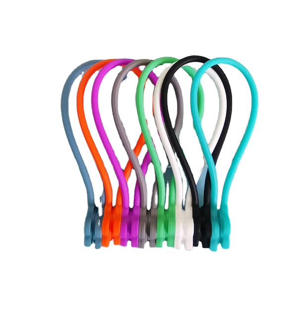 Customized Private Mold Silicone Reusable Colorful Magnetic Cable Zip Ties Clip Electronics Magnetic Cable Organizer