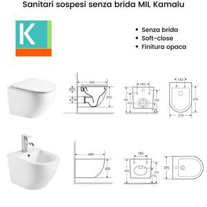 Inodoro Kamalu blanco mate para colgar en la pared, inodoro de estilo europeo, tanque oculto sin montura, doble descarga, PP incluido, de una pieza para Baño - Product Image 3