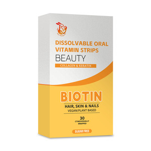 Bandes buvables OEM ODM sans sucre, véganes, à la biotine, saveur fraise, à dissolution rapide, pour la beauté et la nutrition des femmes, à prendre quotidiennement - Product Image 1