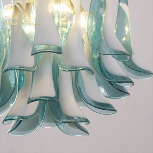Nueva Lámpara de Araña de Cristal de <span class=keywords><strong>Murano</strong></span> Personalizada con Flores, Cristal Degradado, Pétalos, para Sala de Estar, Villa, Lámpara Colgante LED - Product Image 5