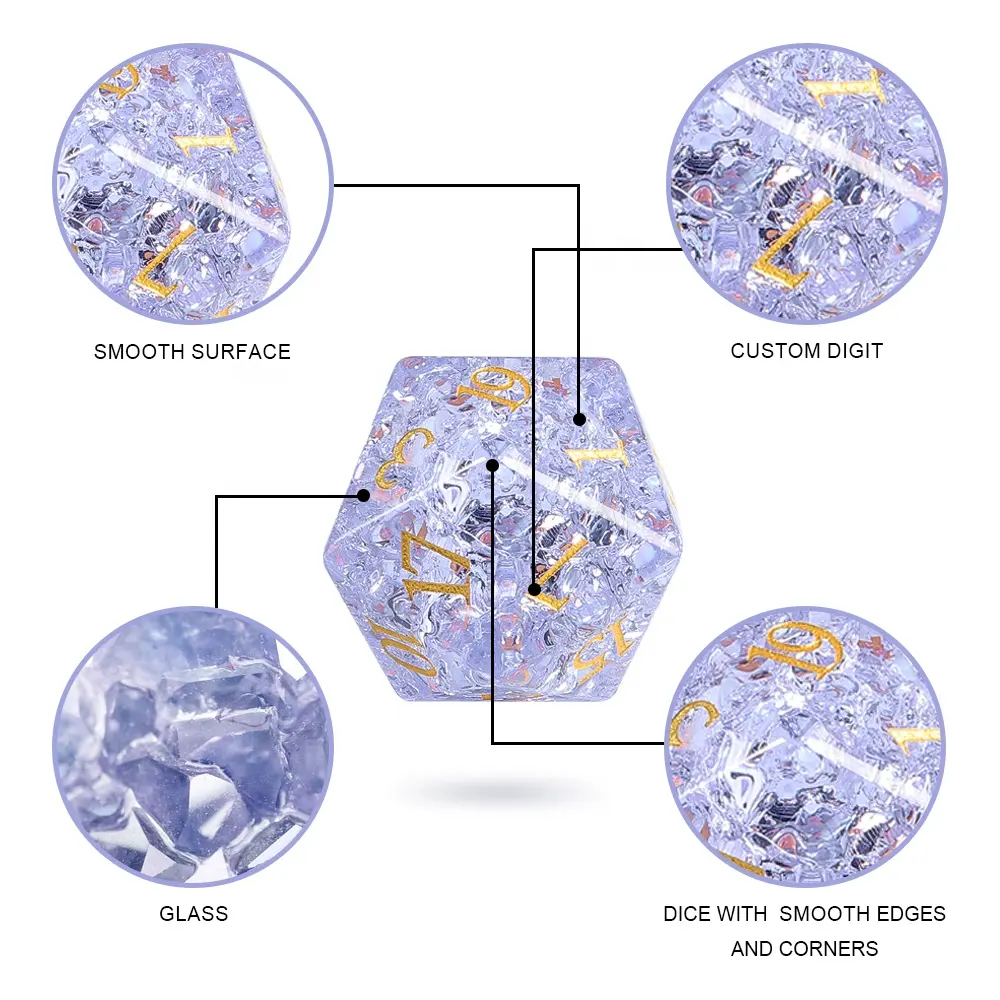 Aangepaste D & D Glazen Dobbelstenen Sets Dnd Crystal Dobbelstenen Party Tafelblad Rollenspel Edelsteen Rpg Dobbelstenen