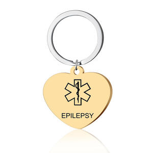 قلادة بدلاية على شكل قلب من الفولاذ المقاوم للصدأ نقش شخصي من النوع الأول لمرض السكري الصرع أرق الدم والتنبيه الطبي - Product Image 2