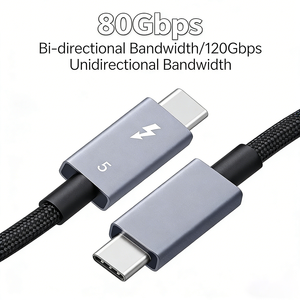 Câble <span class=keywords><strong>Thunderbolt</strong></span> 5 tressé premium 80 Gbit/s avec un débit jusqu'à 120 Gbit/s et une charge de 240 W compatible avec <span class=keywords><strong>Thunderbolt</strong></span> 4/<span class=keywords><strong>3</strong></span> - Product Image 2