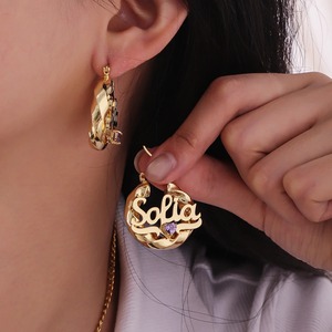 DUOYING Personalisiertes Namensschmuck-<span class=keywords><strong>Set</strong></span> mit Geburtsstein, 18K Vergoldeter Edelstahl, Zirkon-Buchstaben-Ohrringe und Halskette für Frauen und Kinder - Product Image 6