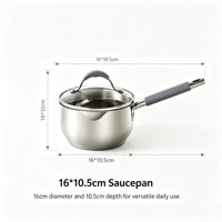 Ensemble de 2 casseroles écologiques en acier inoxydable de style américain, forme ventrue, avec couvercle en verre et poignées anti-chaleur, compatibles induction