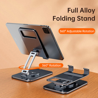 Support de téléphone portable pliable portable en alliage d'aluminium rotatif à 360 degrés pour bureau, compatible avec les téléphones de 4 à 7 pouces