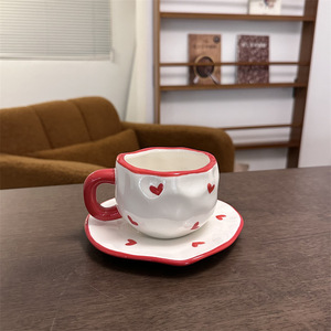 <span class=keywords><strong>Set</strong></span> Creativo di Tazza e Piattino in Ceramica Fatta a Mano, Elegante Servizio da Tè in Stile Ins - Product Image 4
