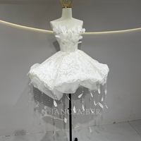 Jfh77 Robe de mariée courte Jancember, modèle très prisé, sans bretelles, avec dentelle et sequins 3D, idéale pour les fêtes, fabrication artisanale, ravissante