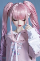 Perruques de poupée en fibre résistant à la chaleur 1/3 1/4 1/6 8-9 pouces 7-8 ''6-7'' Personnaliser BJD SD Cheveux pour Dollfie DIY Tress Pigtails Rose Violet
